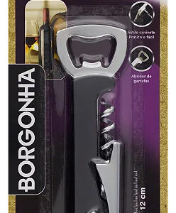 Abridor De Garrafas Saca Rolha Borgonha Original Line Preto
