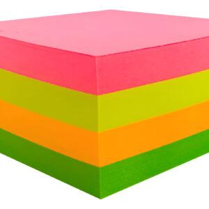 Bloco Adesivo Cores Neon Para Recado 76x76mm 400 Folhas Kaz