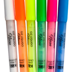 Giz Líquido Marcador Tons Neon 6 Cores Kaz Vibrantes