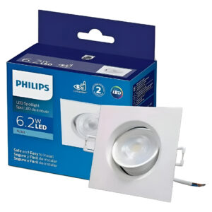 Philips Spot Led Quadrado 6,2w 6500k Luz Fria Bivolt 550l Br