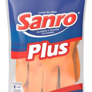 Luva Latex  Sanro Plus Laranja Multiuso Tamanho (g) Laranja