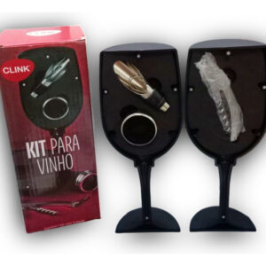 Kit Abridor De Vinho 3 Peças Formato De Taça