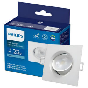 Spot Led Quadrado Embutir 4,2w Ip20 Philips Branco Frio Branco