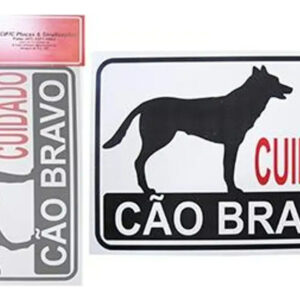 Placa De Sinalização Cuidado Cão Bravo 20x30 Pacific Cão Bra