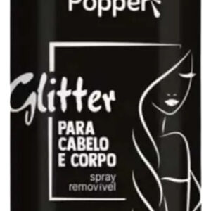 Glitter Spray P/ Cabelo, Corpo 150ml Popper Prata