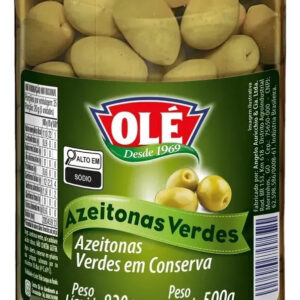 Azeitonas Verdes Olé Com Caroço Pote De Vidro - 500g Drenado