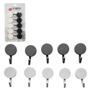Kit 10 Ganchos De Plástico Redondo Preto E Branco - Clink